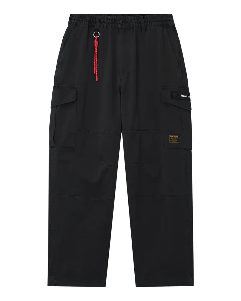 Izzue logo-patch panelled cargo pants - Schwarz Schwarz