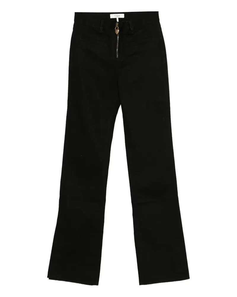 Chloé Gerade Hose mit Reißverschluss - Schwarz Schwarz