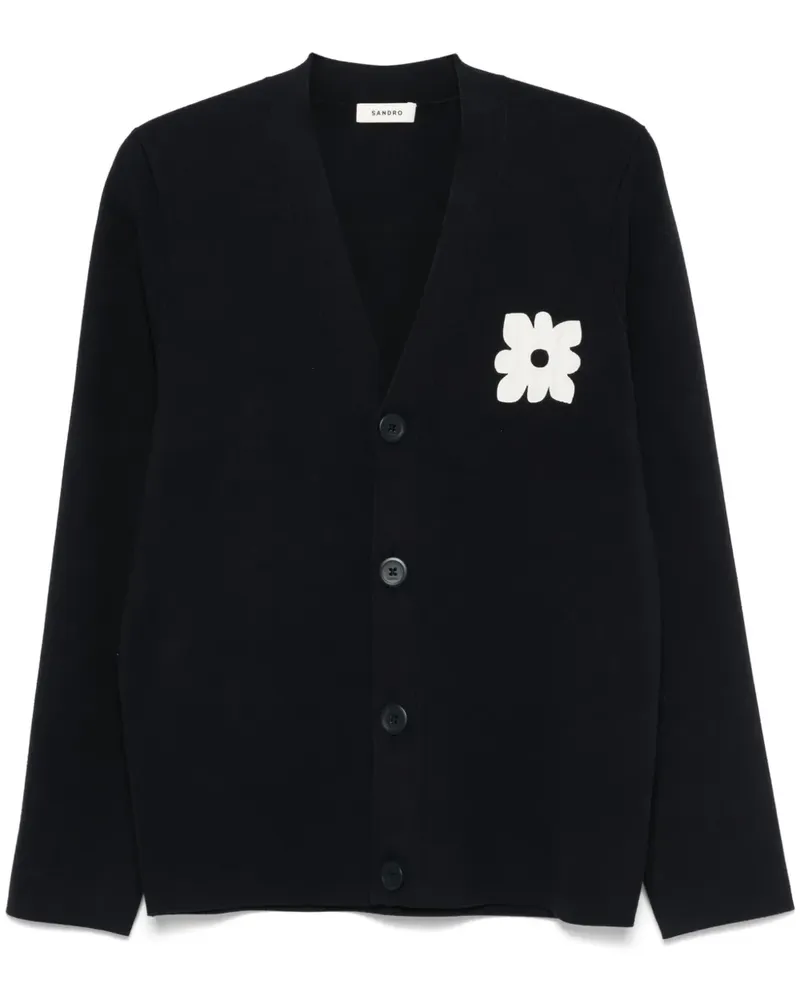 Sandro Cardigan mit Blumen-Patch - Blau Blau