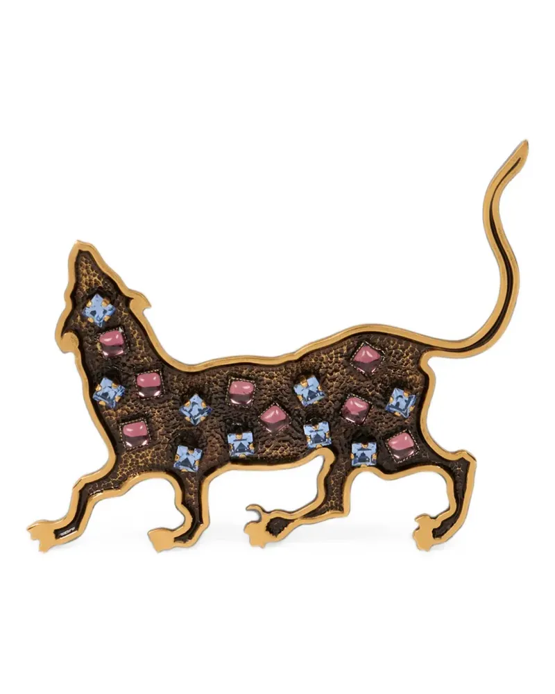 Etro Tigerbrosche mit farbigen Strass - Gold Gold