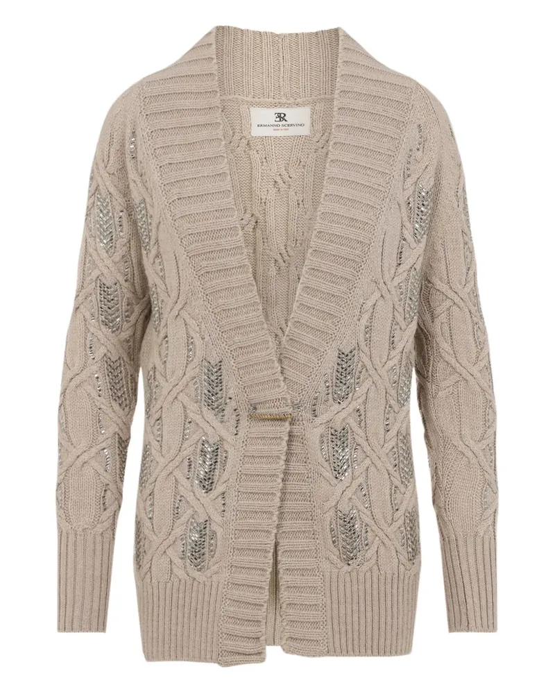 Ermanno Scervino Verzierter Cardigan mit Zopfmuster - Nude Nude