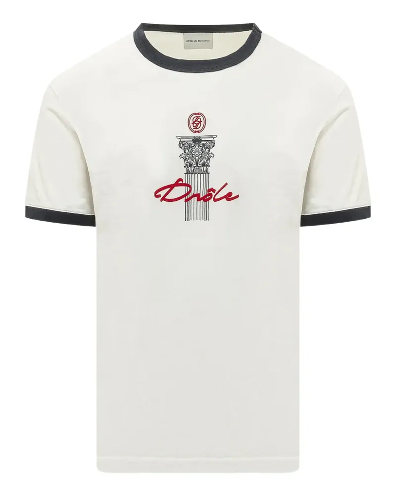 Drôle de Monsieur Column graphic-print T-shirt - Weiß Weiß
