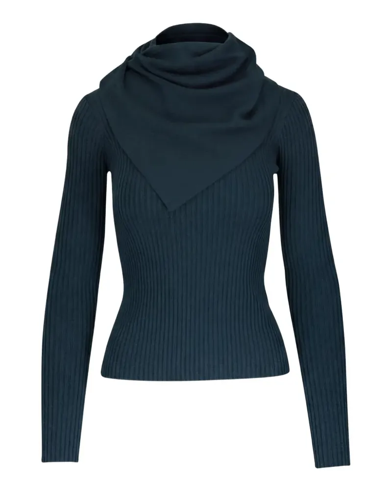 Zimmermann ribbed-knit cowl-neck sweater - Blau Blau