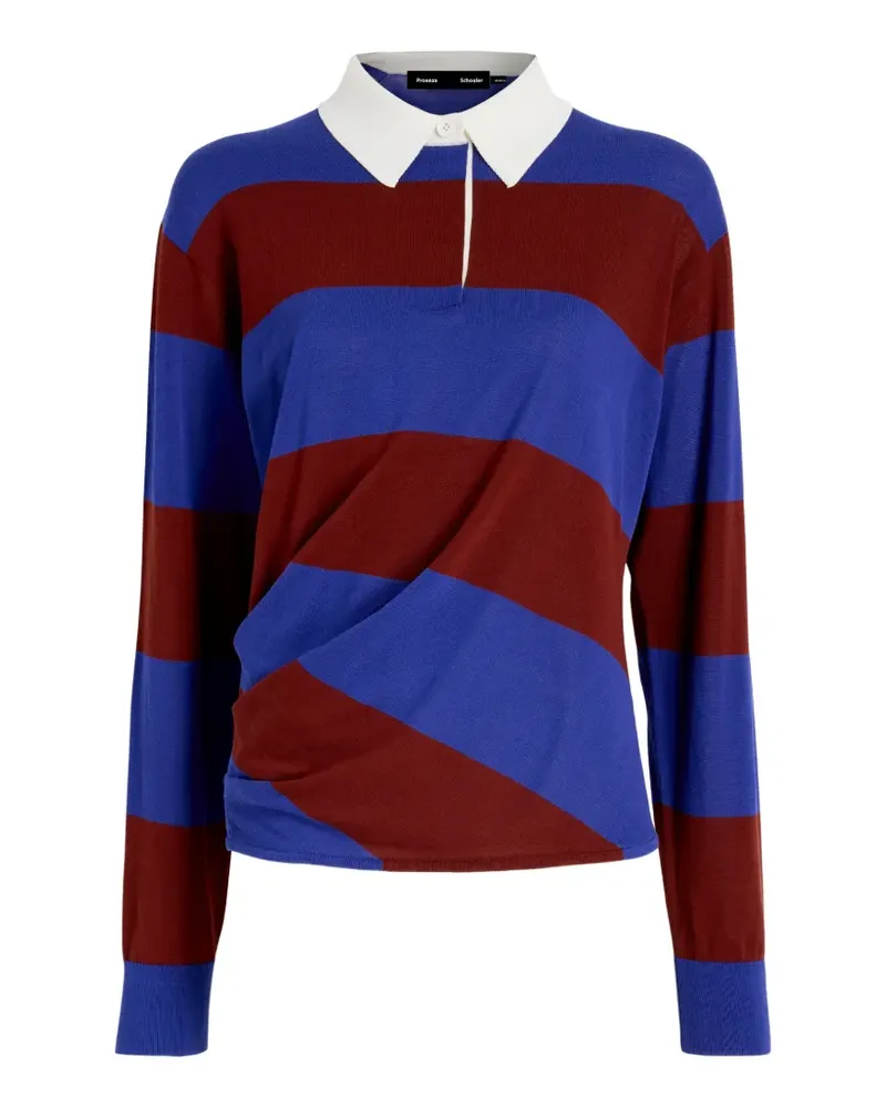 Proenza Schouler Corinna striped draped polo top - Blau Blau
