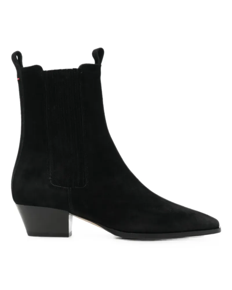 aeyde Agata Wildlederstiefel mit spitzer Kappe - Schwarz Schwarz
