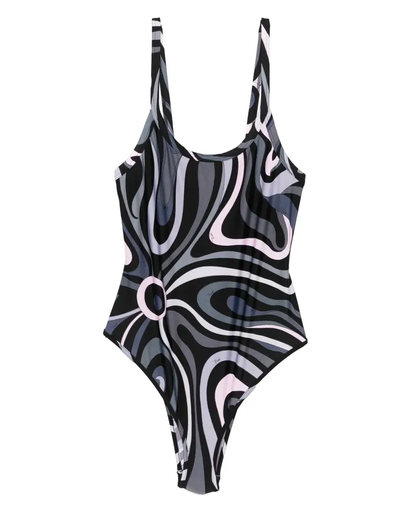 Emilio Pucci Badeanzug mit eckigem Ausschnitt - Schwarz Schwarz