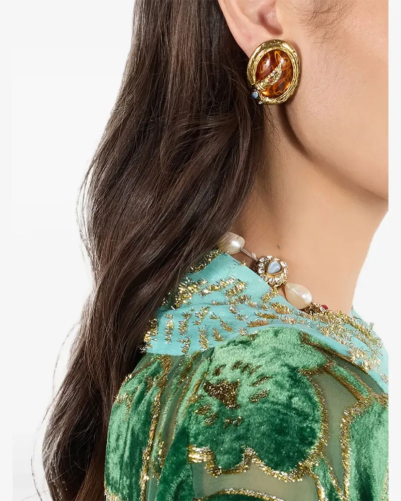 Roberto Cavalli Bernsteinohrringe mit Schlangendetail - Gold Gold