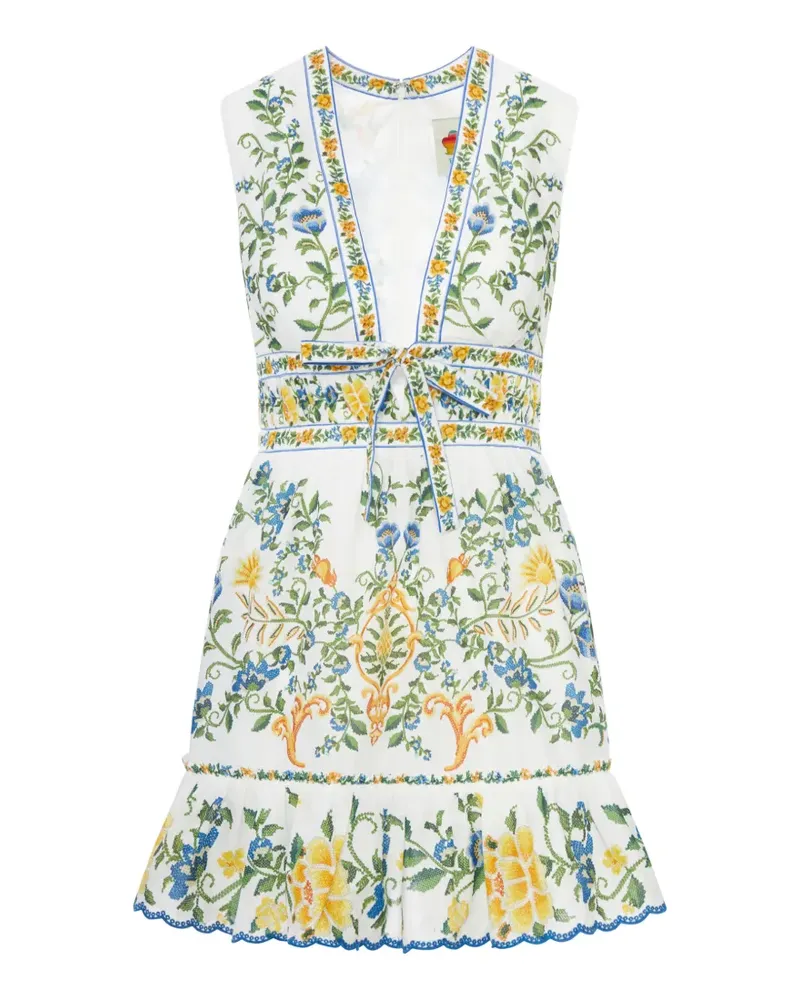 FARM Rio Emily floral-print ruffled mini dress - Weiß Weiß