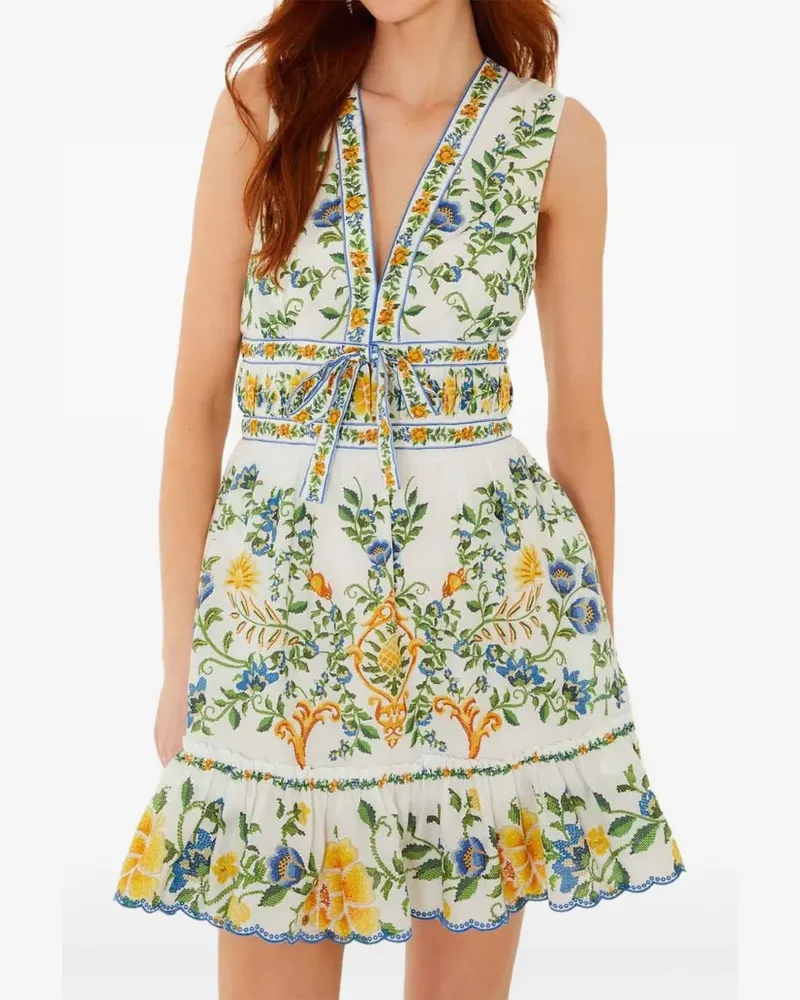 FARM Rio Emily Minikleid mit Blumen-Print - Weiß Weiß