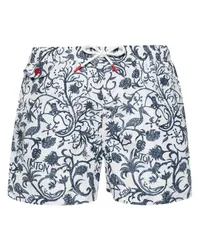 Kiton Badeshorts mit Blumen-Print Blau