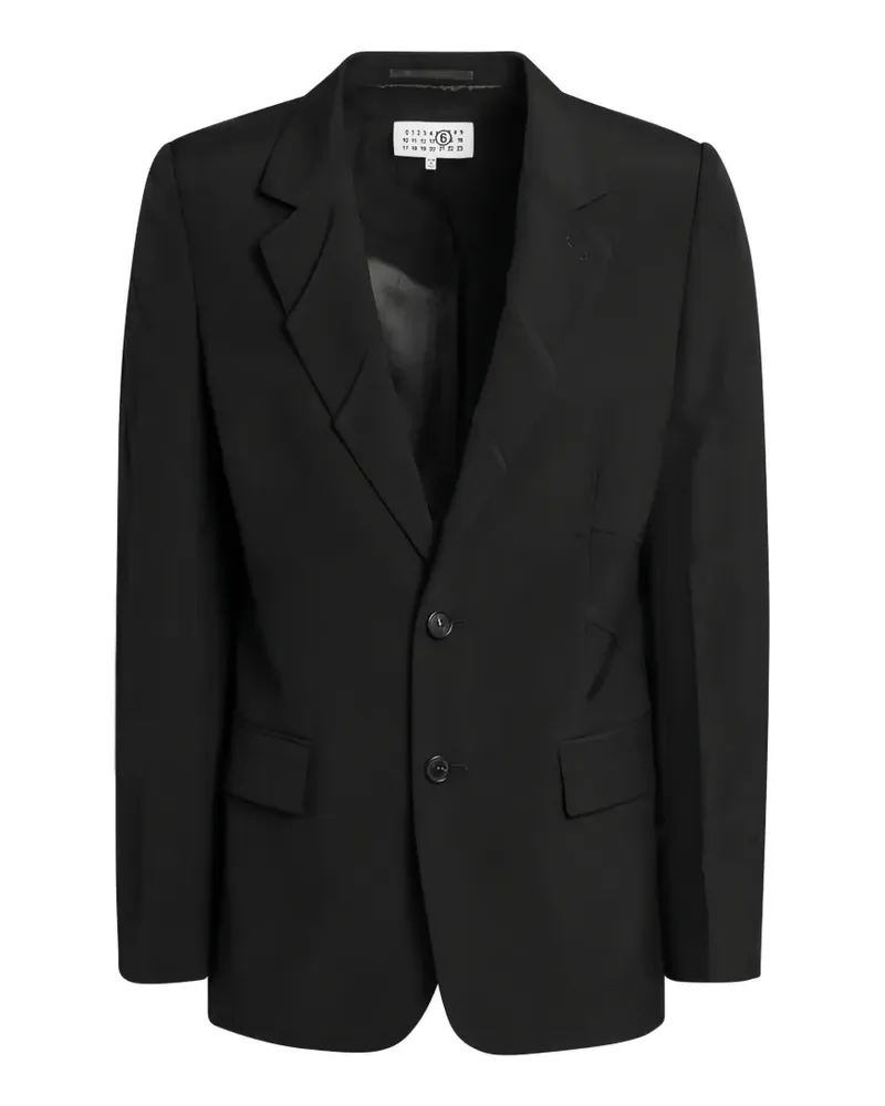 Maison Margiela Einreihige Jacke in Knitterfaltenoptik - Schwarz Schwarz