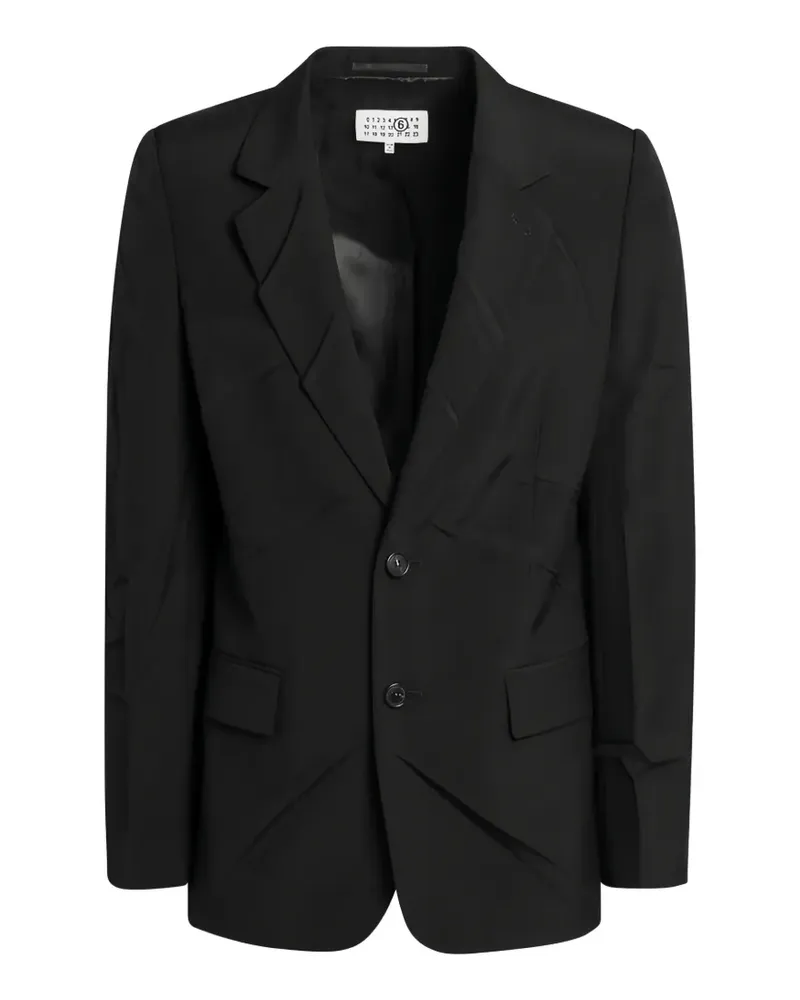 Maison Margiela crumpled-pleat single-breasted jacket - Schwarz Schwarz