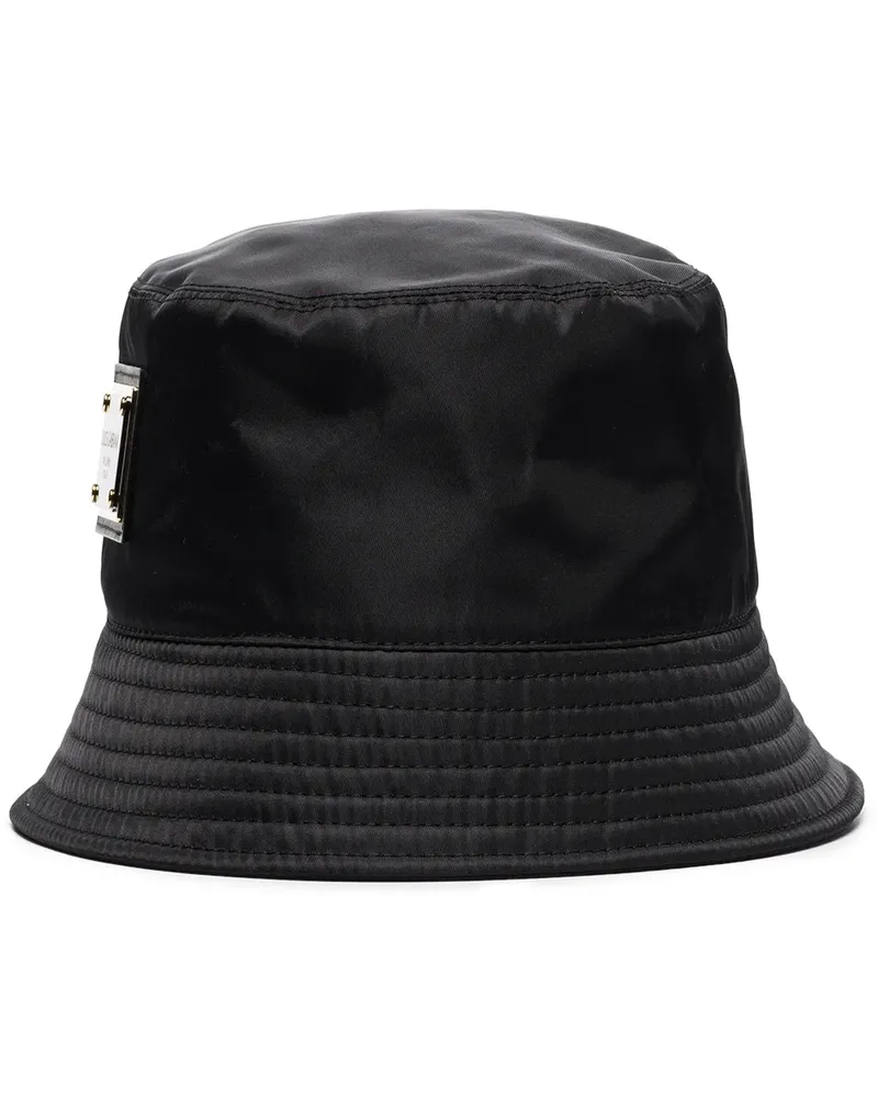 Dolce & Gabbana Fischerhut mit Logo-Schild - Schwarz Schwarz