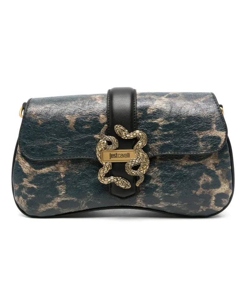 Just Cavalli Athena snake-plaque leopard-print shoulder bag - Grün Grün