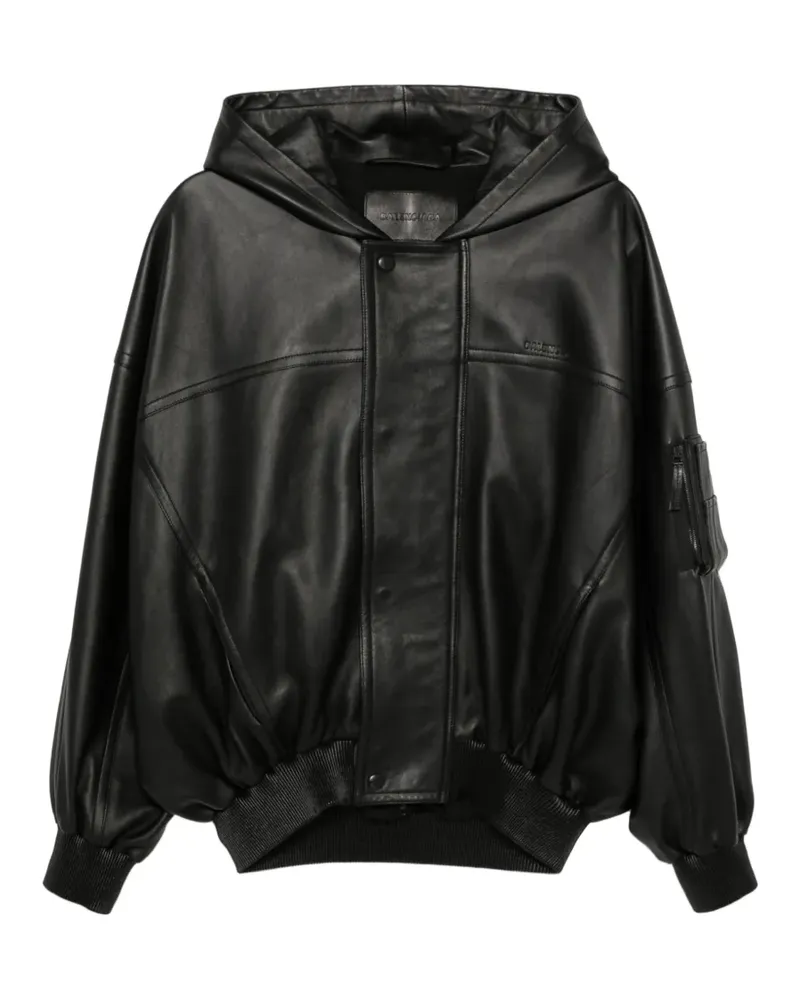 Balenciaga Lederjacke mit Kapuze - Schwarz Schwarz