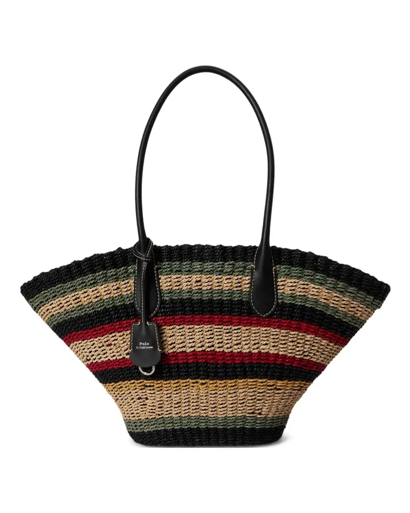 Ralph Lauren Gestreifter Tote Bag aus Raffiabast - Nude Nude