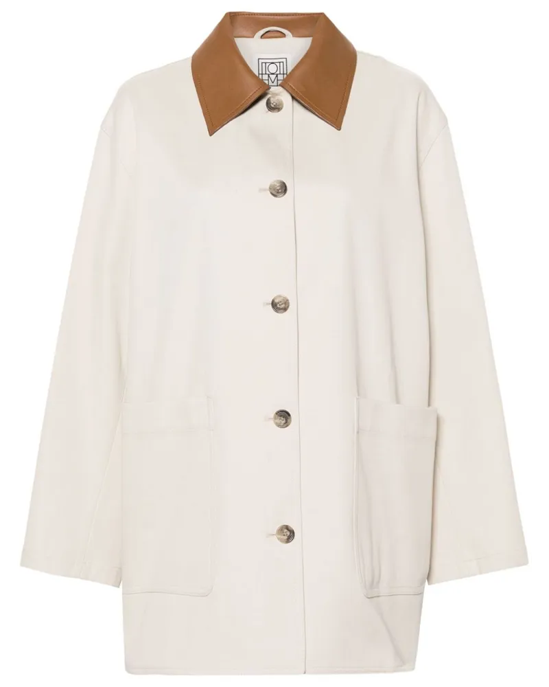 Totême Twill-Hemdjacke mit Kontrastkragen - Nude Nude