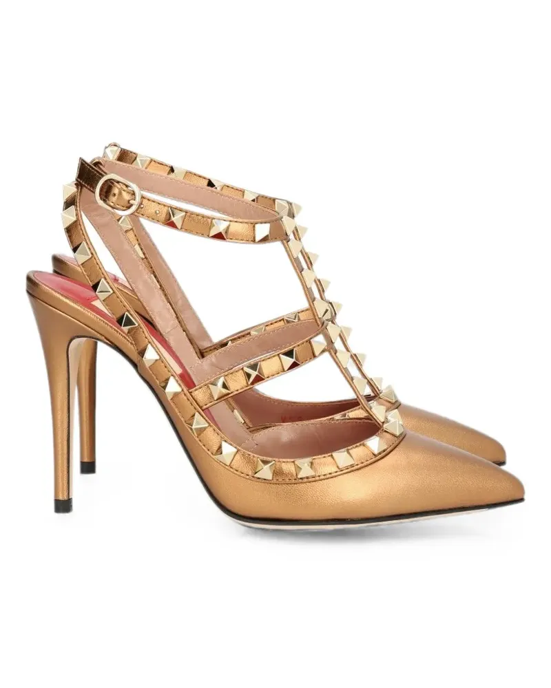Valentino Garavani Rockstud Pumps aus laminiertem Nappaleder - Gold Gold