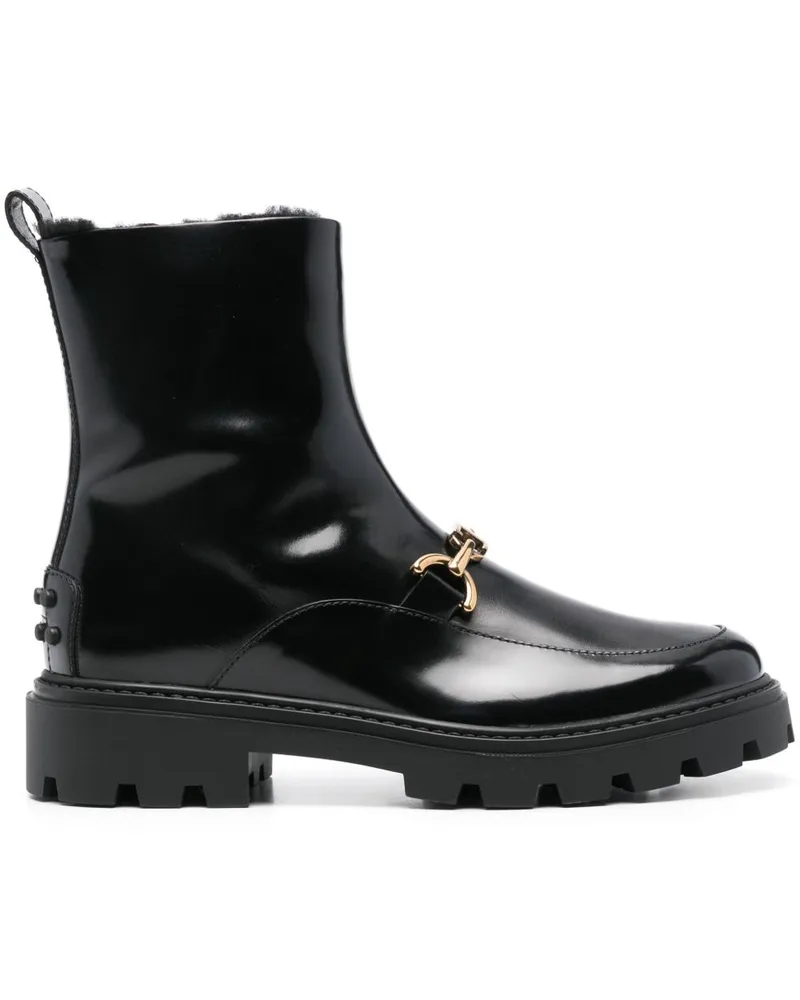 TOD'S Schnürstiefel mit Logo-Schild - Schwarz Schwarz