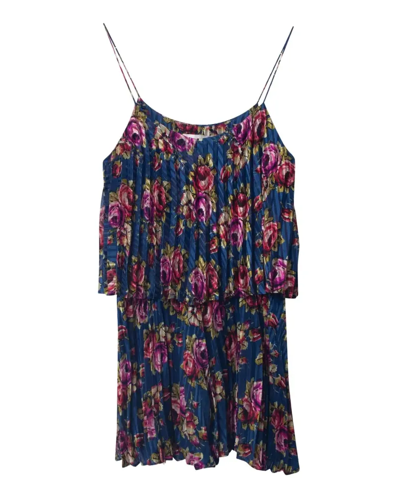 Zimmermann pleated floral playsuit - Blau Blau