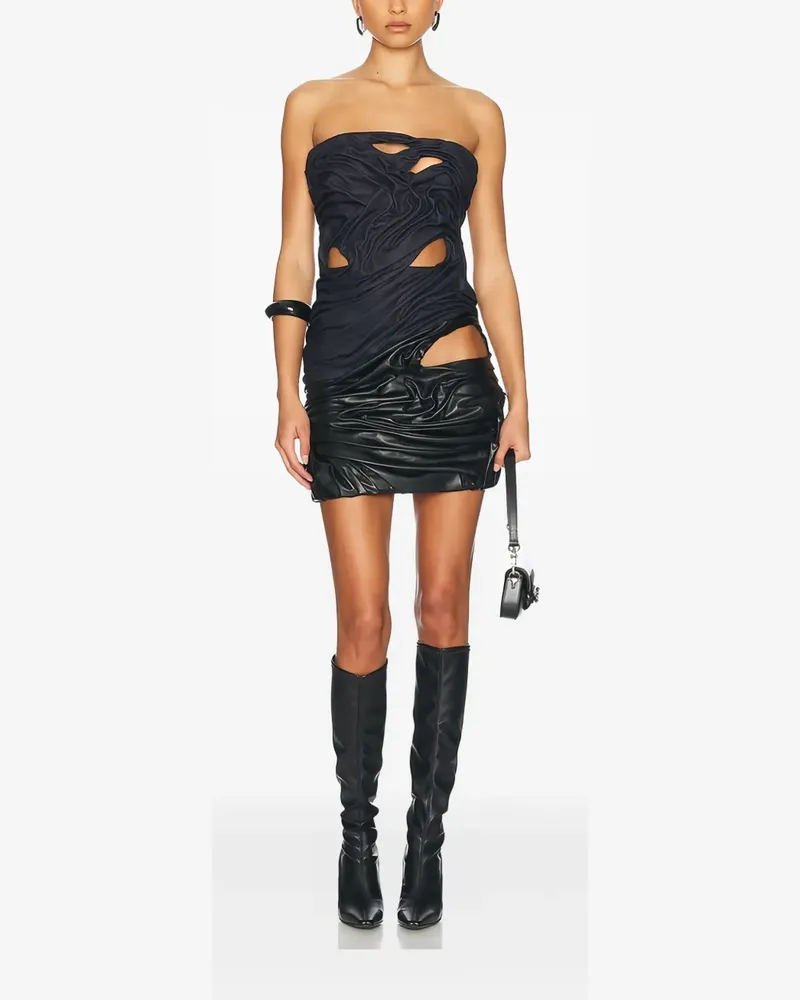 DI PETSA Drapiertes Eros Minikleid mit Cut-Out - Schwarz Schwarz