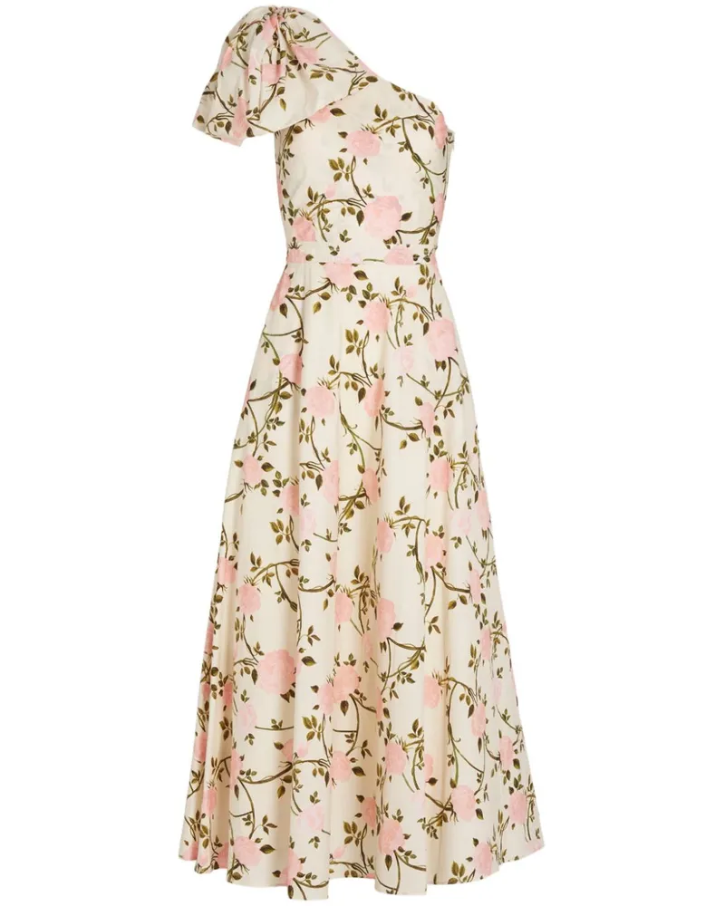Giambattista Valli One-Shoulder-Kleid mit Rosier-Print - Weiß Weiß