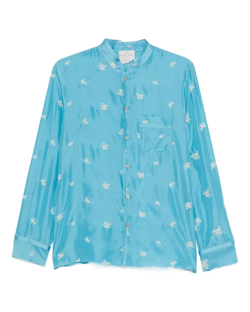 forte_forte Hemd mit Blumen-Brusttasche - Blau Blau