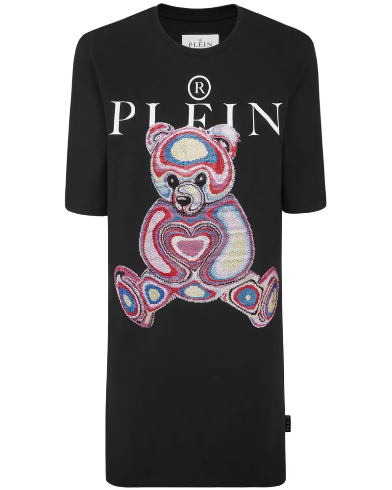 Philipp Plein Minikleid mit Teddy-Stickerei - Schwarz Schwarz