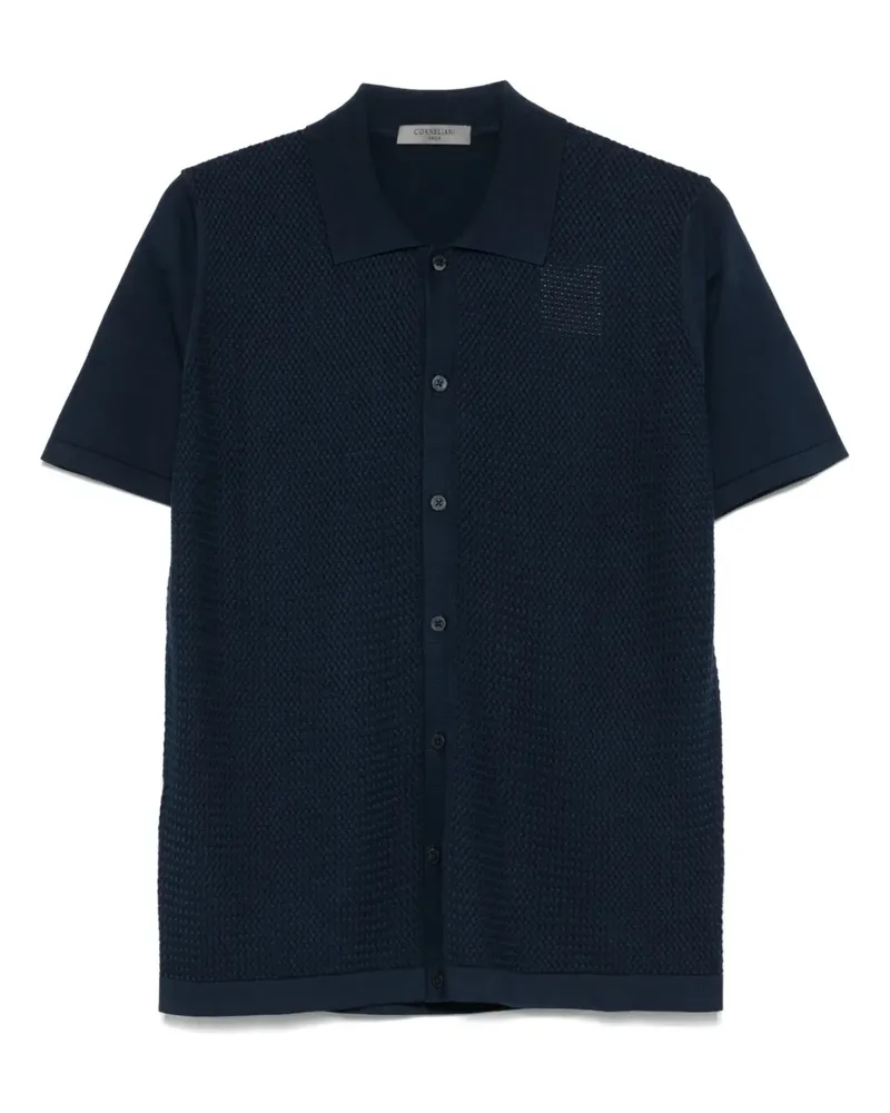 Corneliani Gestricktes Hemd - Blau Blau