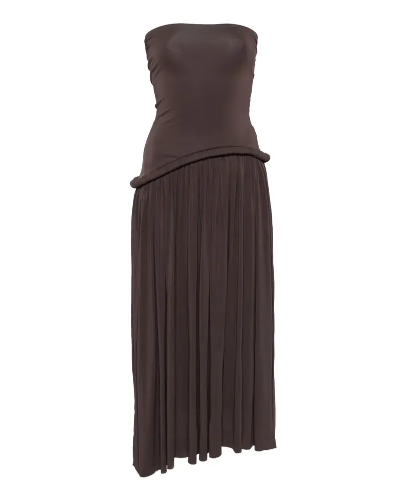 Séfr Trägerloses Kleid mit Falten - Braun Braun