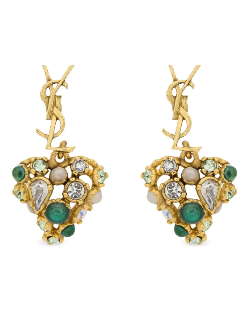 Saint Laurent Cassandre Ohrringe mit Herzanhänger - Gold Gold