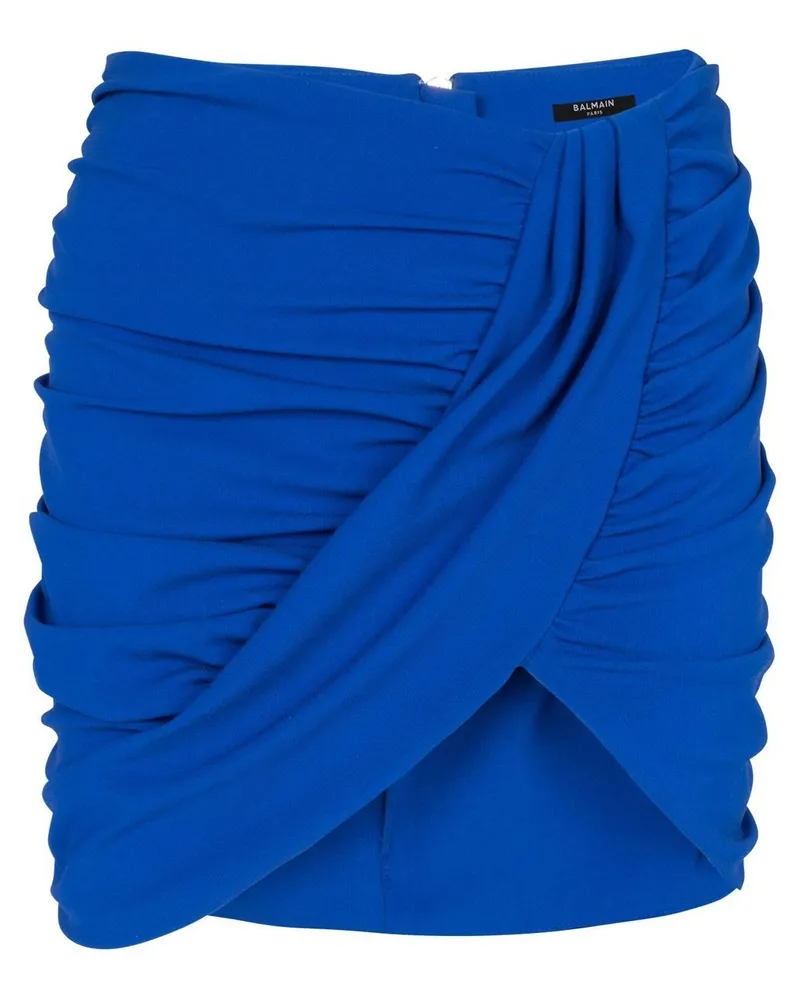 Balmain Geraffter Minirock - Blau Blau