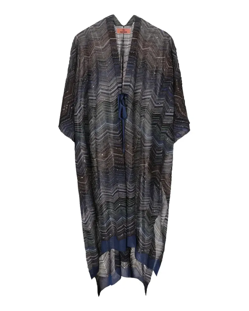 Missoni zigzag-pattern sequin-embellished cape - Blau Blau