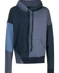 Greg Lauren Hoodie mit Einsätzen Blau