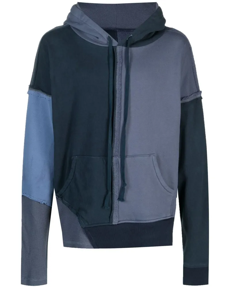 Greg Lauren Hoodie mit Einsätzen Blau