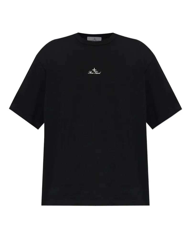 Stone Island logo-embroidered T-shirt - Schwarz Schwarz