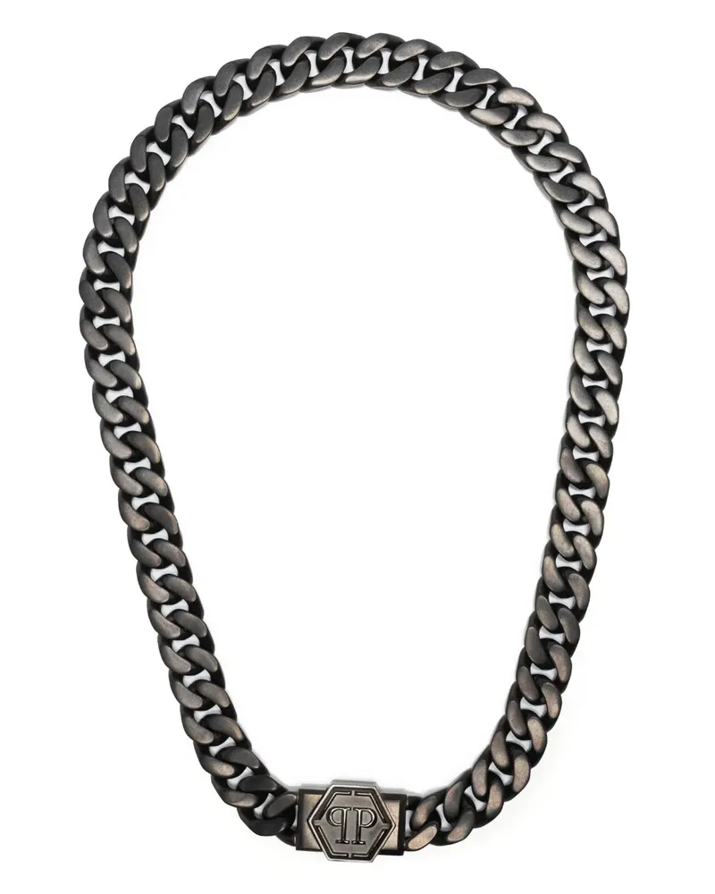 Philipp Plein Hexagon Halskette - Grau Grau