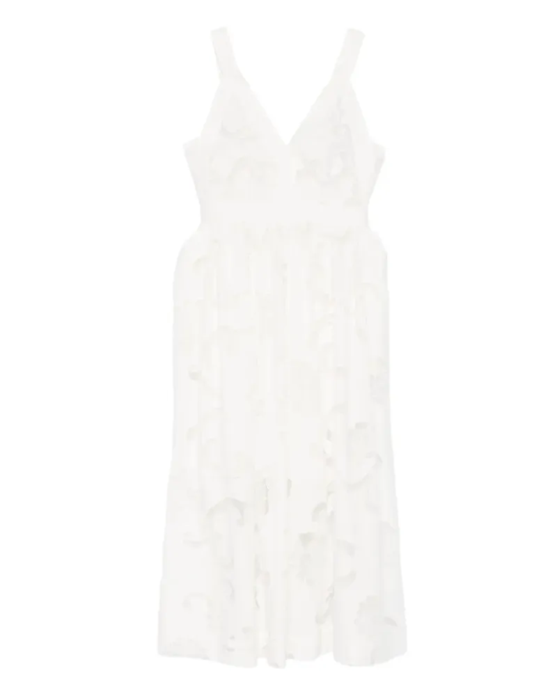 Sandro Geblümtes Midikleid - Weiß Weiß