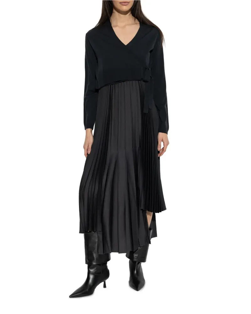 AllSaints Asymmetrisches Lucille Kleid mit Falten - Schwarz Schwarz
