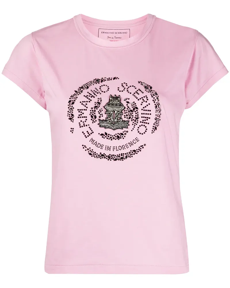 Ermanno Scervino T-Shirt mit verziertem Ausschnitt - Rosa Rosa