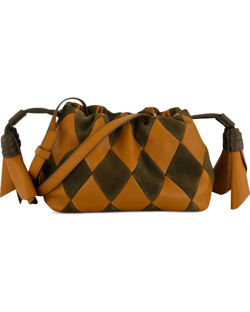 Zimmermann Kleine Cloud 91 Schultertasche im Patchwork-Look - Braun Braun