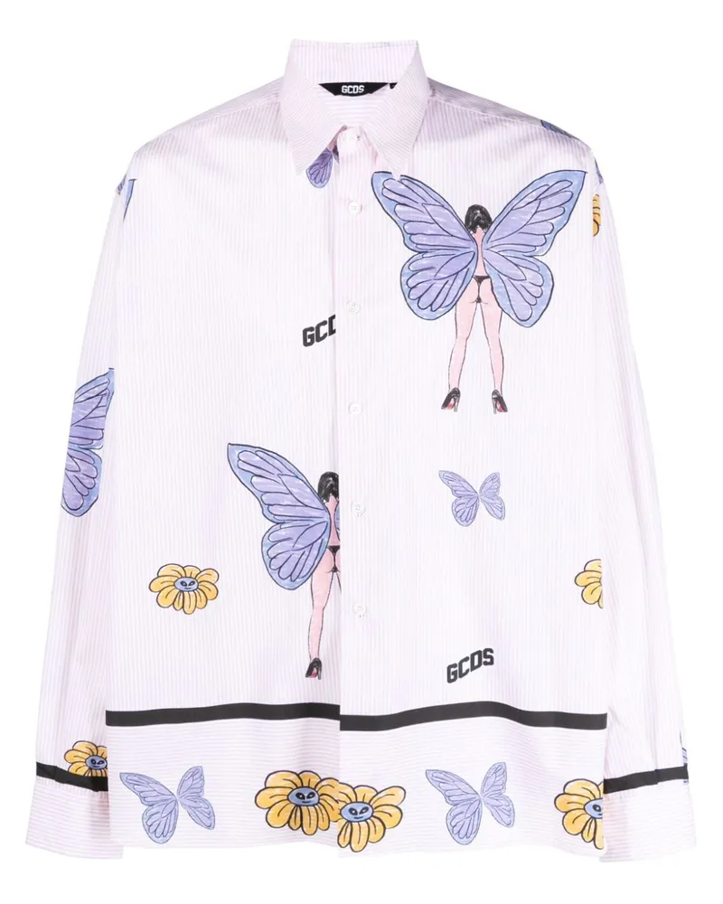 GCDS Hemd mit Schmetterling-Print - Rosa Rosa