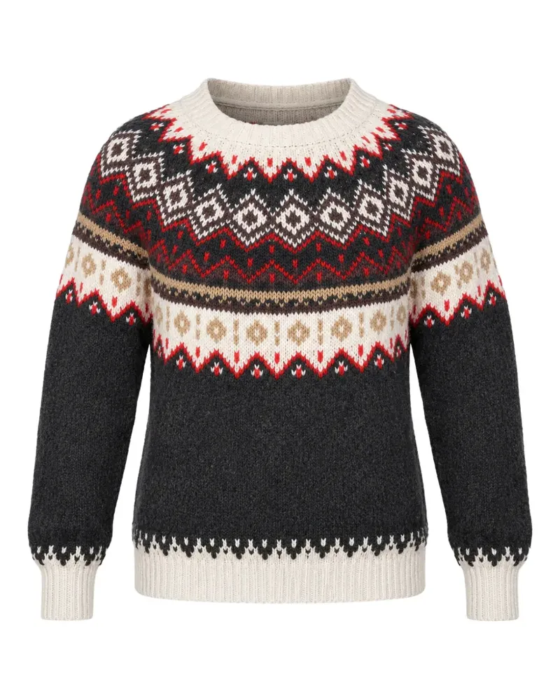 Autumn Cashmere Fair Isle Pullover mit rundem Ausschnitt - Grau Grau