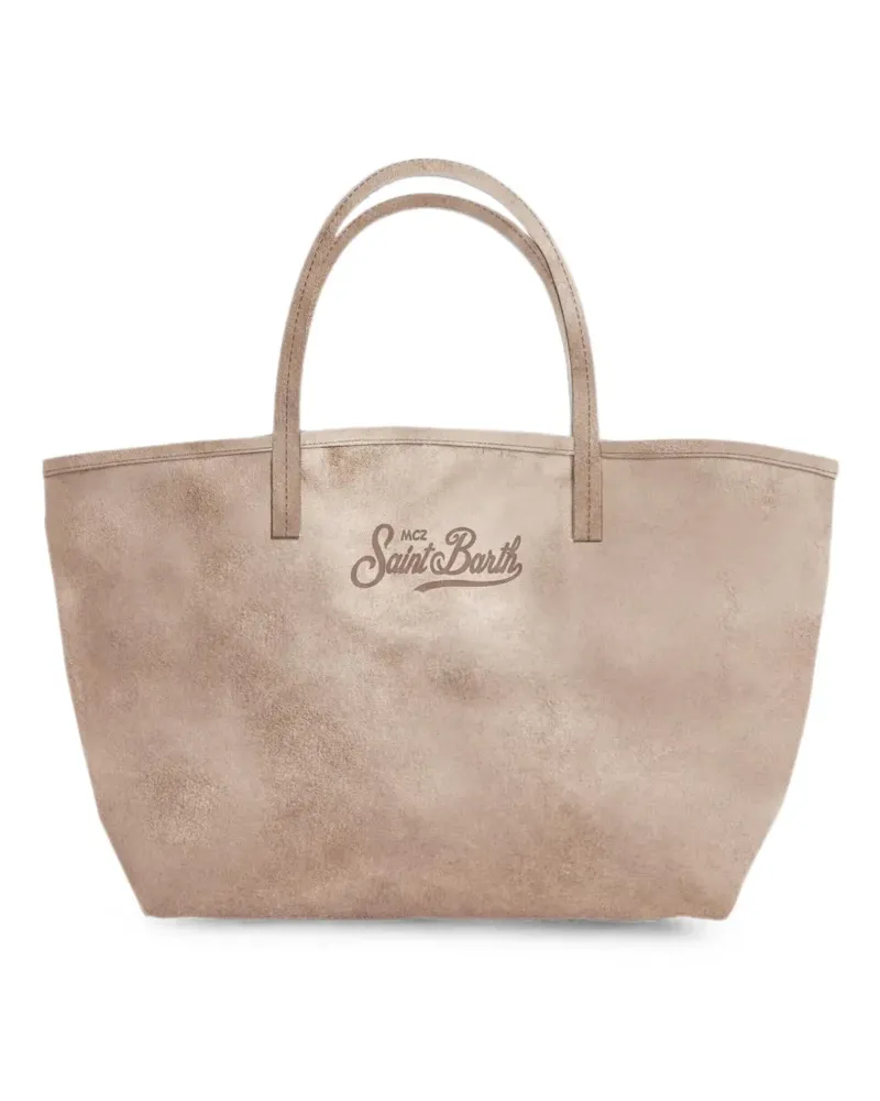 MC2 Saint Barth City logo-print suede tote bag - Nude Nude
