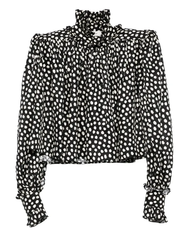 Chloé Gepunktete Bluse mit Rüschenkragen - Schwarz Schwarz