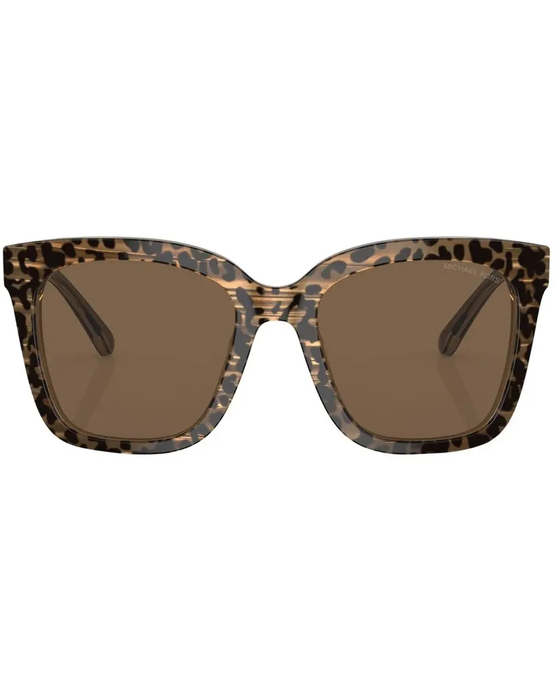Michael Kors Eckige Brille mit Leoparden-Print - Braun Braun
