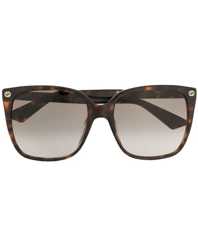 Gucci Eckige Sonnenbrille in Schildpattoptik - Braun Braun