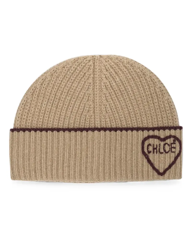 Chloé ribbed-knit beanie hat - Nude Nude