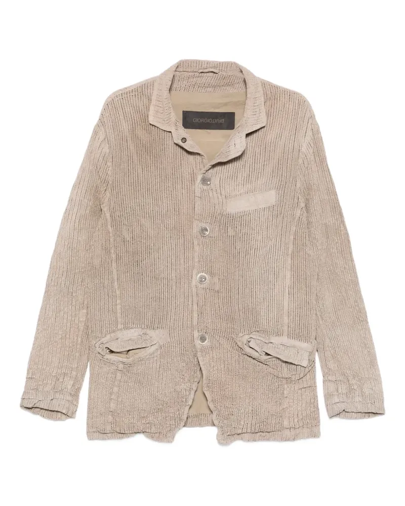 Giorgio Brato buttoned pocketed leather jacket - Nude Nude