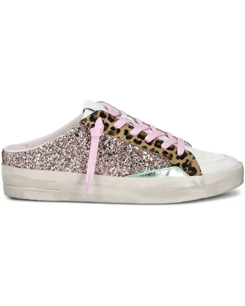 Crime Sk8 Deluxe Sabot Sneakers im Glitzer-Look mit Leoparden-Print - Rosa Rosa